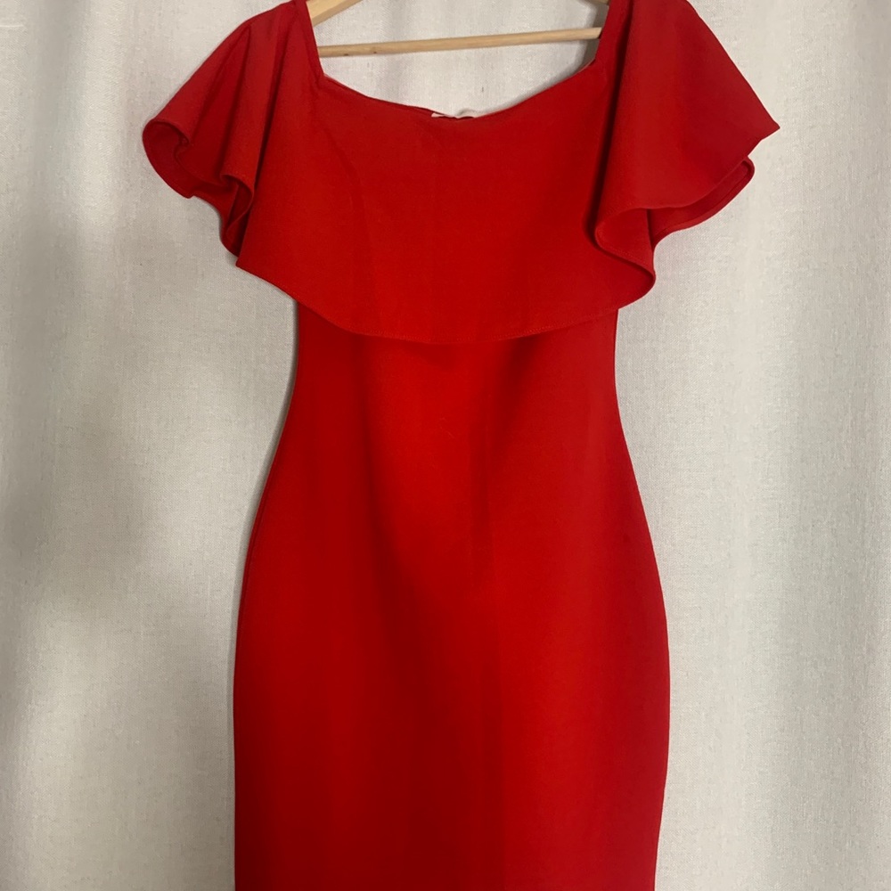 Red off the shoulder dress